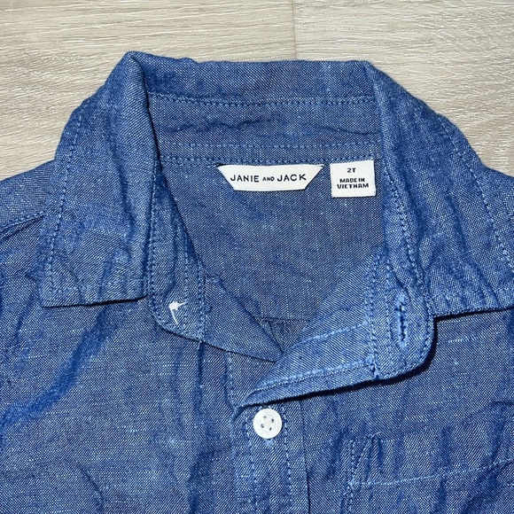 Janie and Jack 100% linen long sleeve shirt - Picture 2 of 3